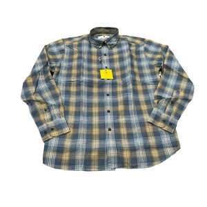 Duck Head Mens Vintage Blue Hemlock Plaid‎ Slub Button Down Pocket Shirt Size M